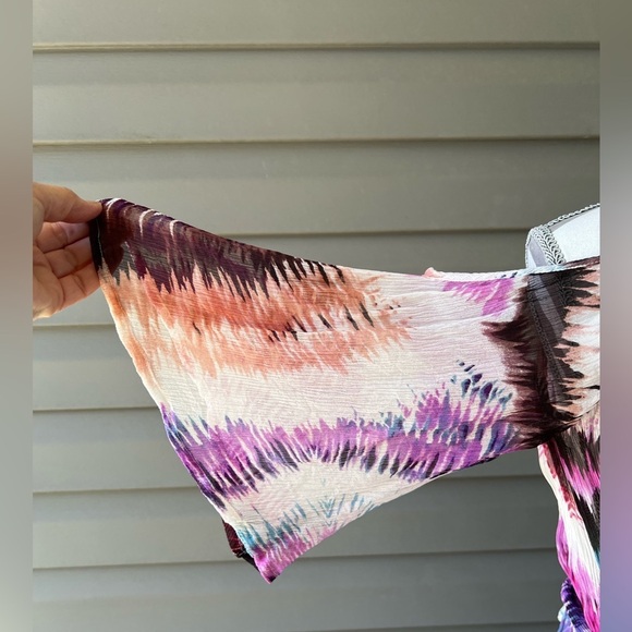 Anthropologie Pinkerton Multicolor Cold Shoulder Sheer Silk Sz S - Picture 5 of 11